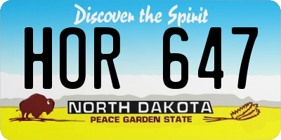 ND license plate HOR647