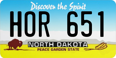 ND license plate HOR651