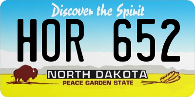ND license plate HOR652