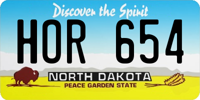 ND license plate HOR654