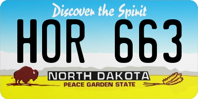 ND license plate HOR663