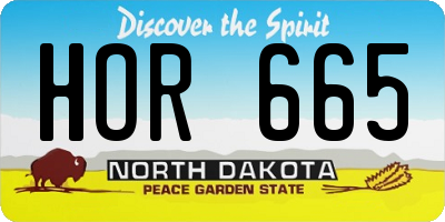 ND license plate HOR665