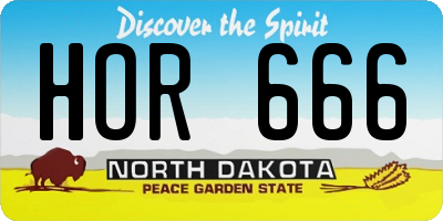 ND license plate HOR666