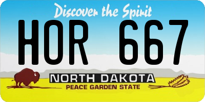 ND license plate HOR667