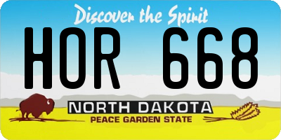 ND license plate HOR668