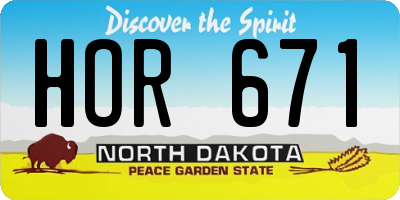 ND license plate HOR671