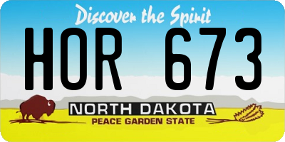 ND license plate HOR673