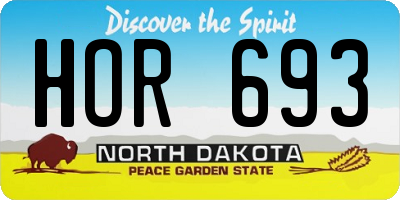 ND license plate HOR693