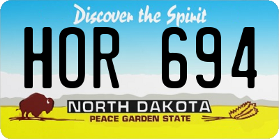 ND license plate HOR694
