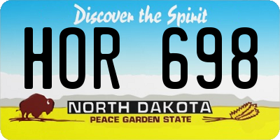ND license plate HOR698
