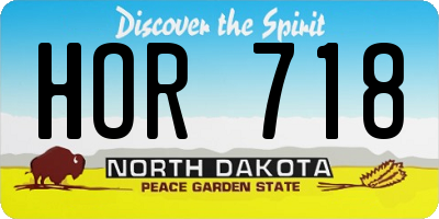 ND license plate HOR718