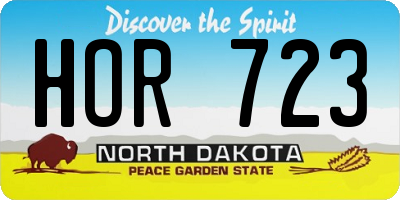 ND license plate HOR723