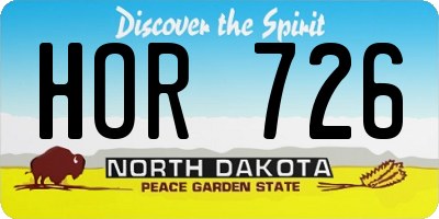 ND license plate HOR726
