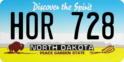 ND license plate HOR728