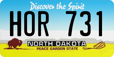 ND license plate HOR731