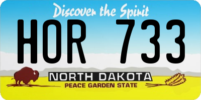ND license plate HOR733