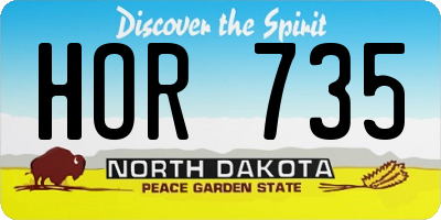 ND license plate HOR735