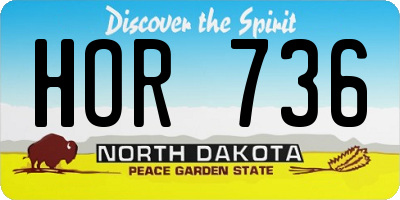 ND license plate HOR736