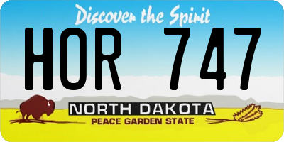 ND license plate HOR747