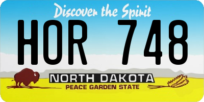 ND license plate HOR748