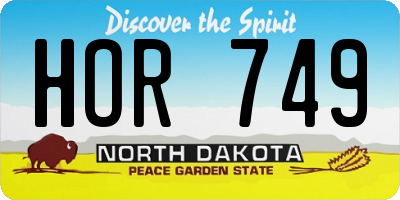 ND license plate HOR749