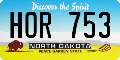 ND license plate HOR753