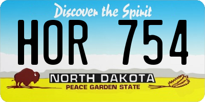 ND license plate HOR754
