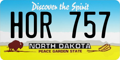 ND license plate HOR757