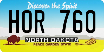 ND license plate HOR760