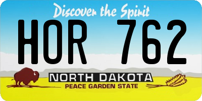 ND license plate HOR762