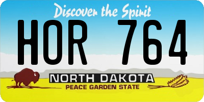 ND license plate HOR764
