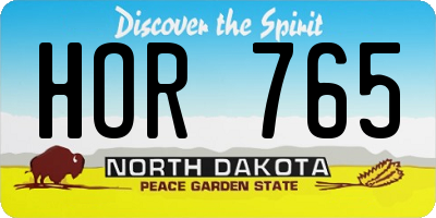 ND license plate HOR765