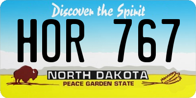 ND license plate HOR767
