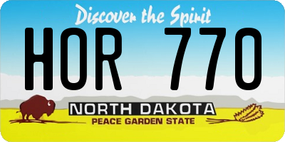ND license plate HOR770