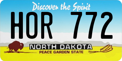 ND license plate HOR772