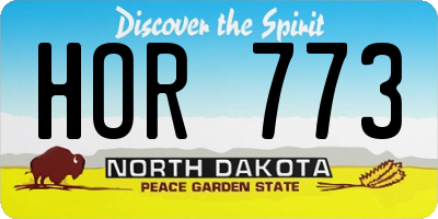 ND license plate HOR773