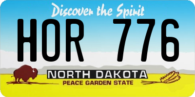 ND license plate HOR776