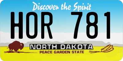 ND license plate HOR781