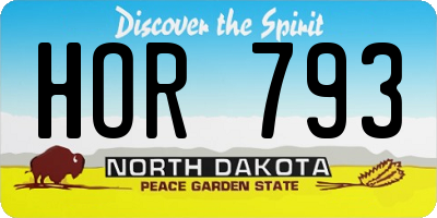 ND license plate HOR793