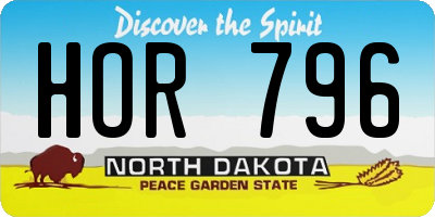 ND license plate HOR796