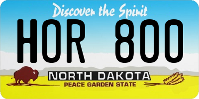 ND license plate HOR800