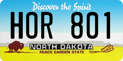 ND license plate HOR801