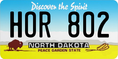 ND license plate HOR802