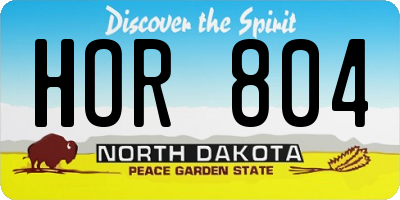 ND license plate HOR804