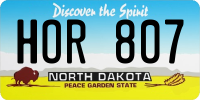 ND license plate HOR807