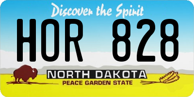 ND license plate HOR828