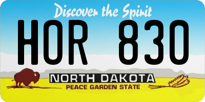 ND license plate HOR830