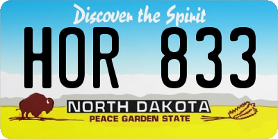 ND license plate HOR833
