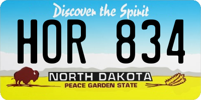 ND license plate HOR834