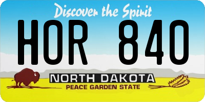 ND license plate HOR840